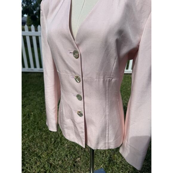 Vintage Christian Dior Baby Pink Blush Blazer Mother Pearl Buttons The Suit 80s - Picture 9 of 16